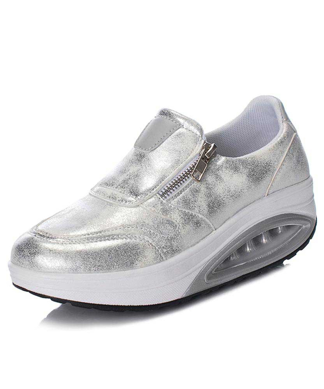 womens silver slip on shoes