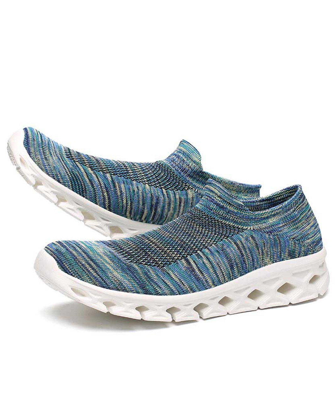 Blue texture pattern flyknit slip on shoe sneaker | Mens shoe sneakers ...