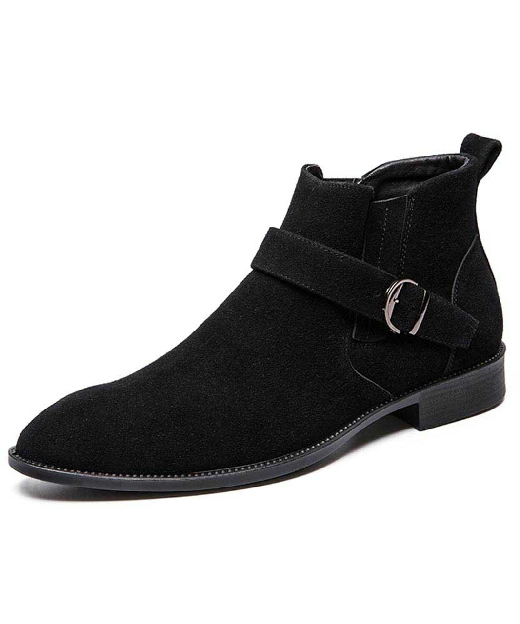 black chelsea boots with buckle