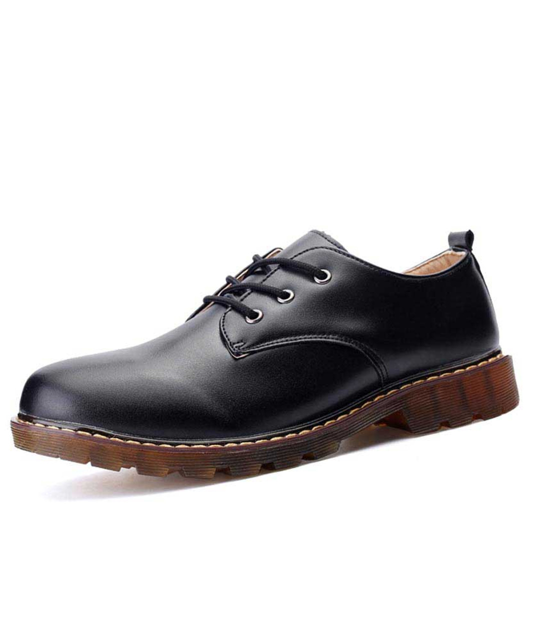 M US Summerwhisper Mens Trendy Round Toe Lace-up Low Top Oxfords Leather Dress Shoes Black 8.5 D 