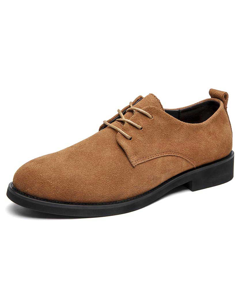Brown suede leather derby dress shoe 