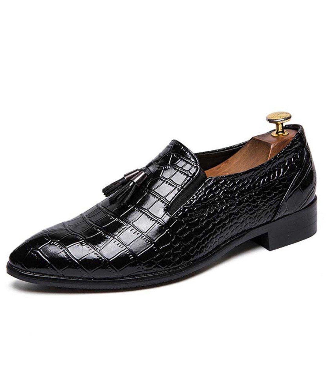 Crocodile Leather Dress For Women, Black 