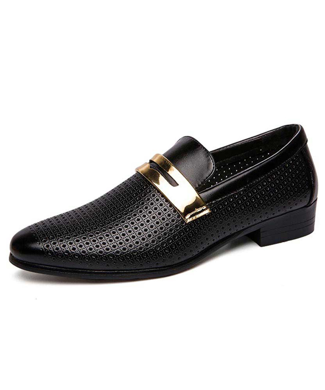 slip on black leather shoes