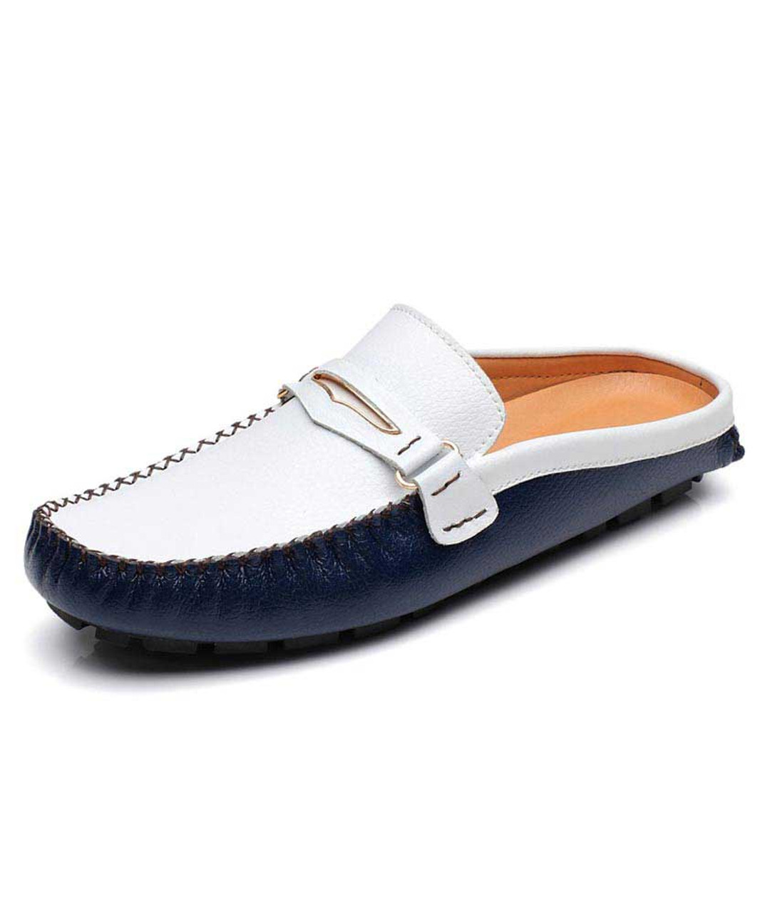 Mens blue and white loafers Clearance
