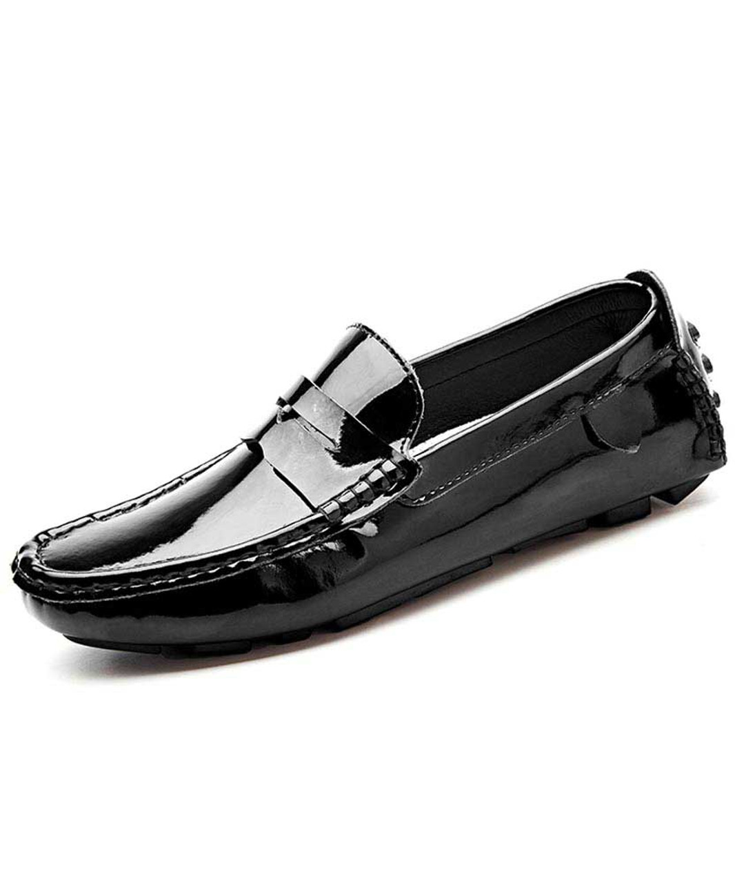 Black penny detail leather slip on shoe loafer Mens shoe online 1844MS