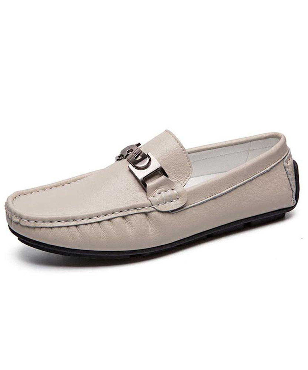 mens beige slip on loafers