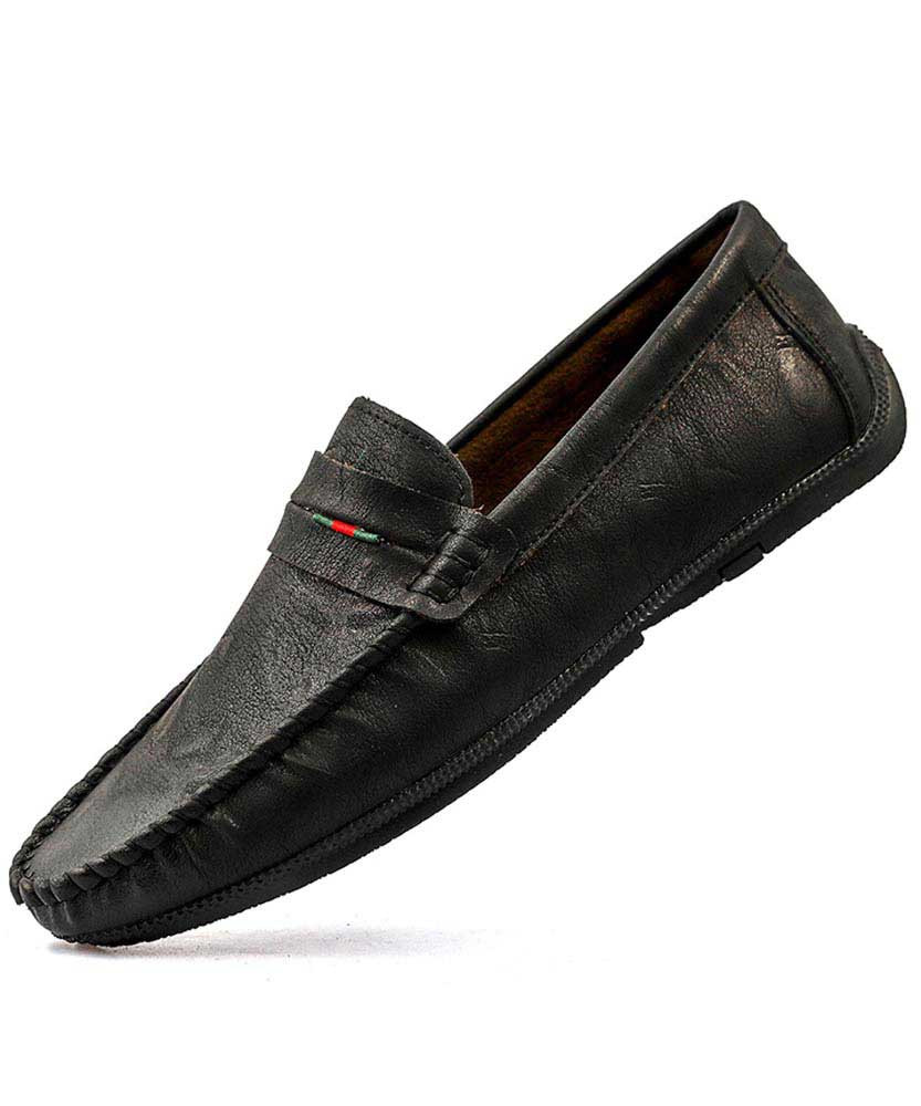 Black retro leather slip on penny loafer Mens shoe loafers online 1859MS