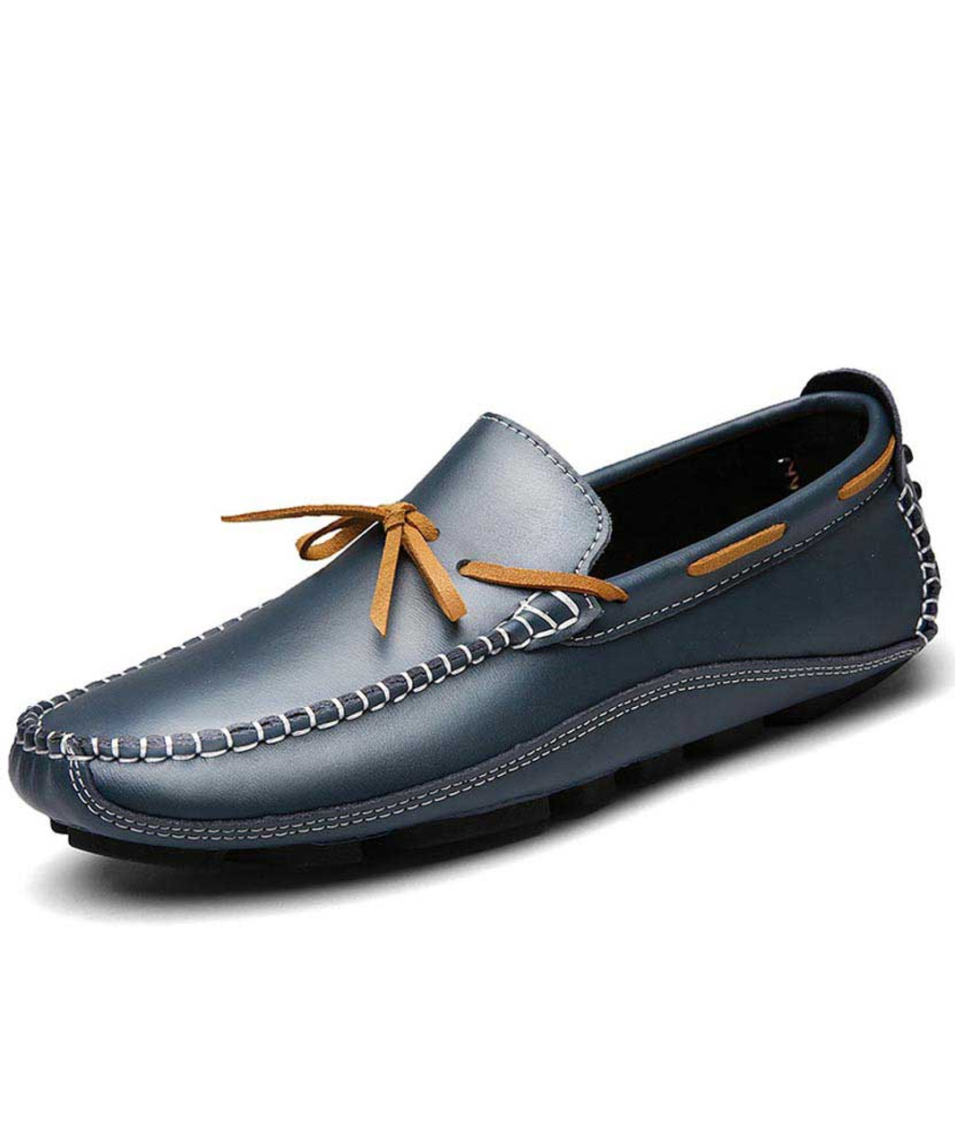 blue leatherette slip on loafer