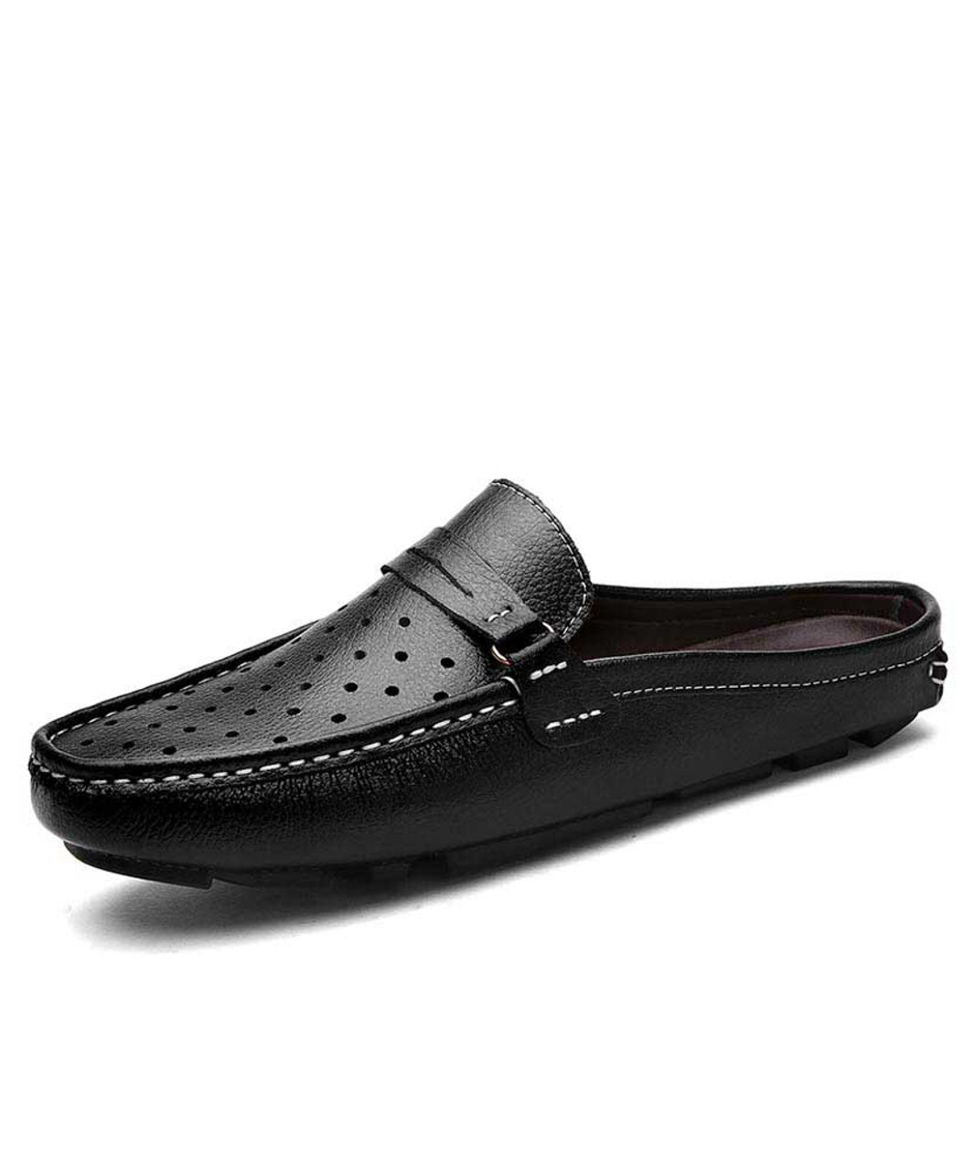 mens black leather slip on shoes