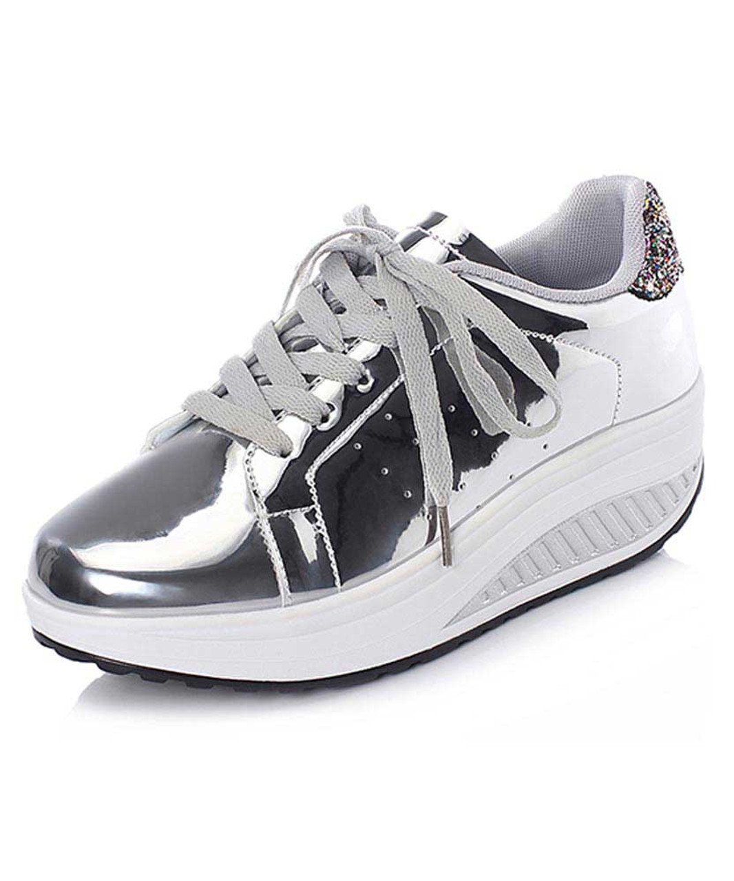 sneakers with silver bottom