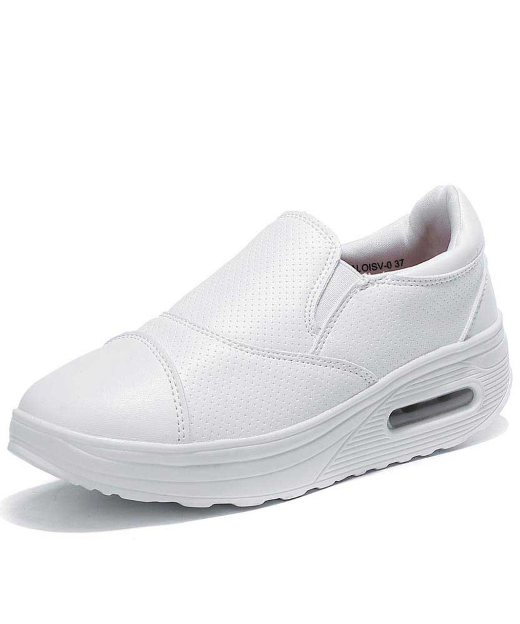 White slip on rocker bottom shoe 