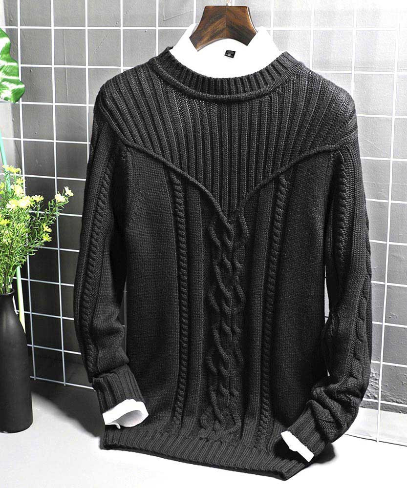mens black cable knit sweater