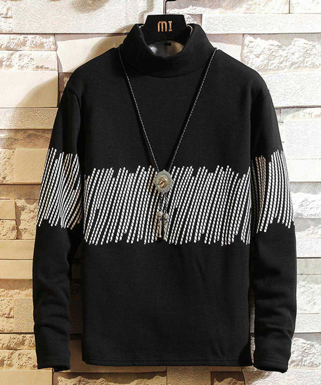 high neck black sweatshirt