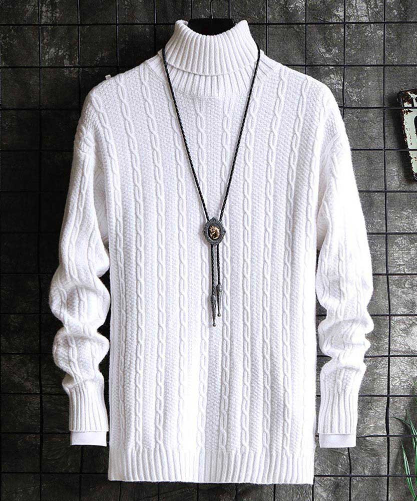 White chain stripe texture pull over 