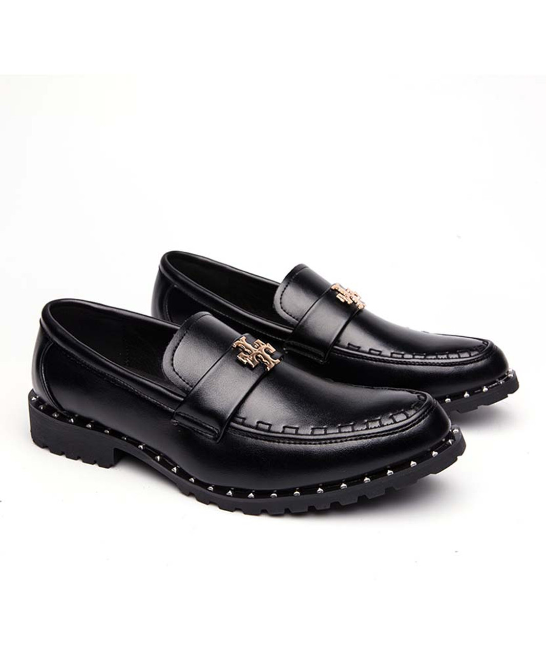 Black cross buckle penny strap slip on dress shoe | Mens dress shoes ...
