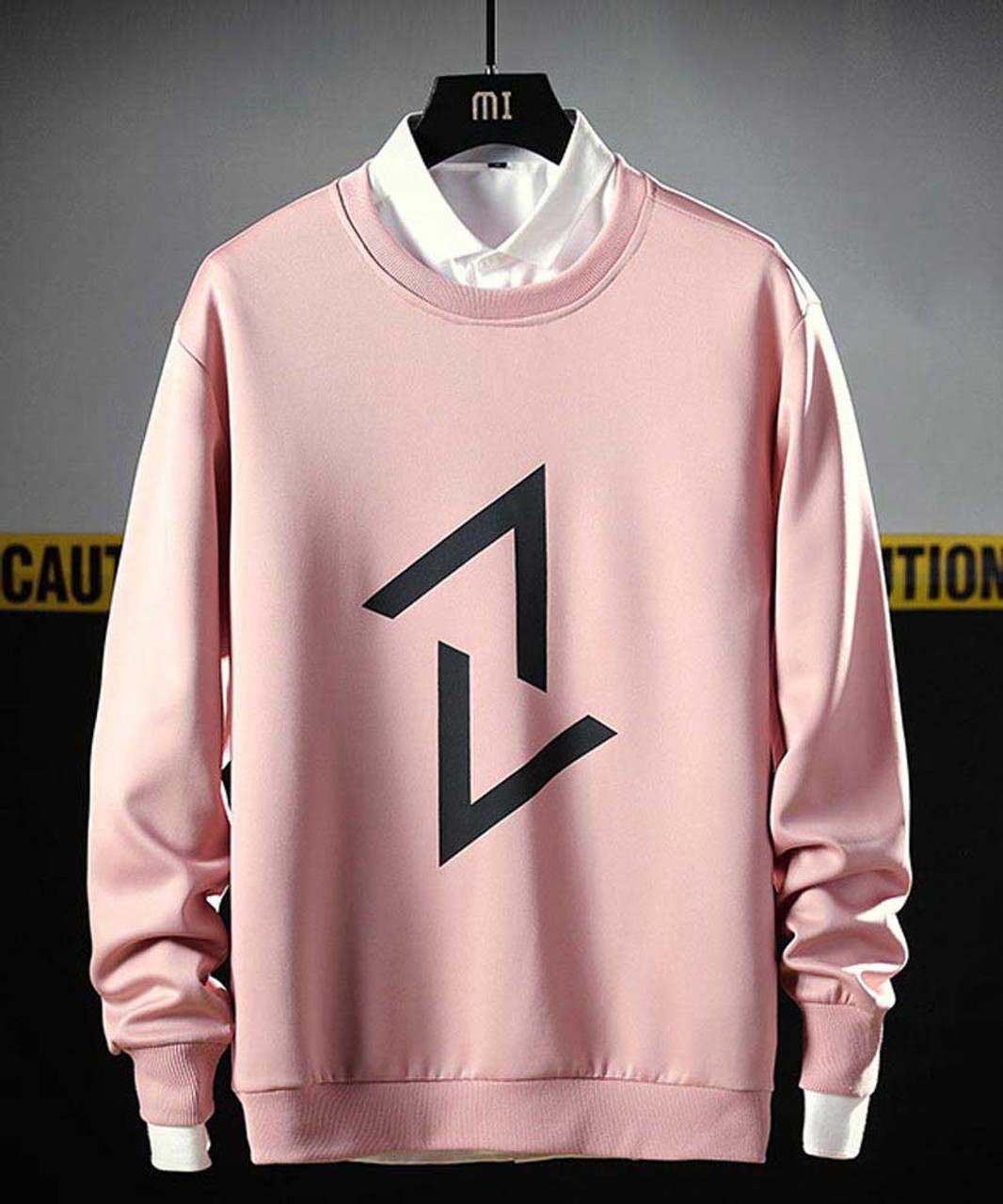 Pink Up Down Arrow Print Pull Over Sweatshirt Mens Sweatshirts