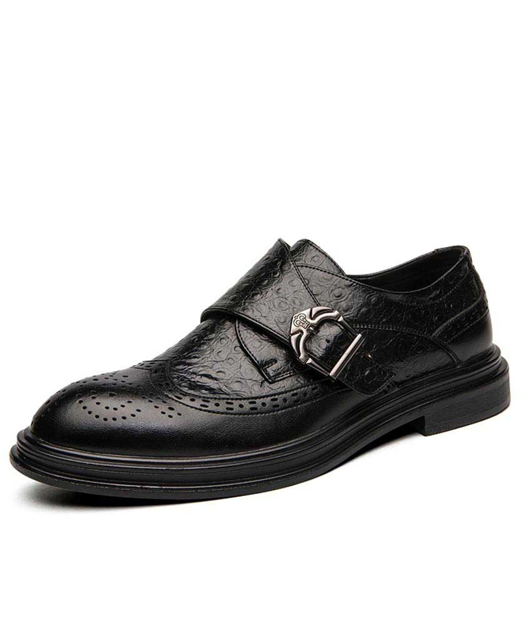 mens black slip on brogues