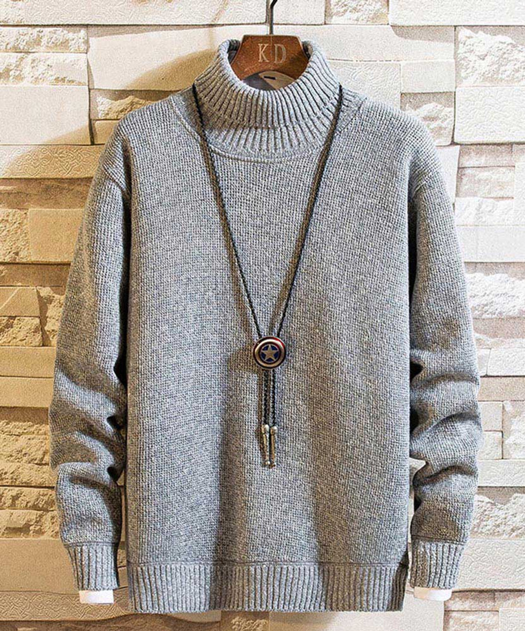 Grey pull over high neck sweater in plain | Mens sweaters jumpers