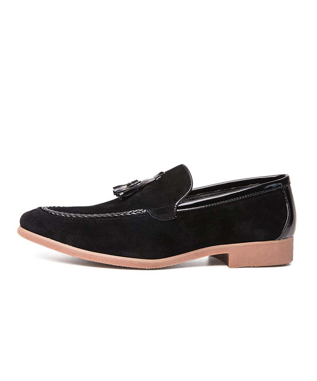 Black suede tassel on top leather slip on dress shoe | Mens dress shoes ...