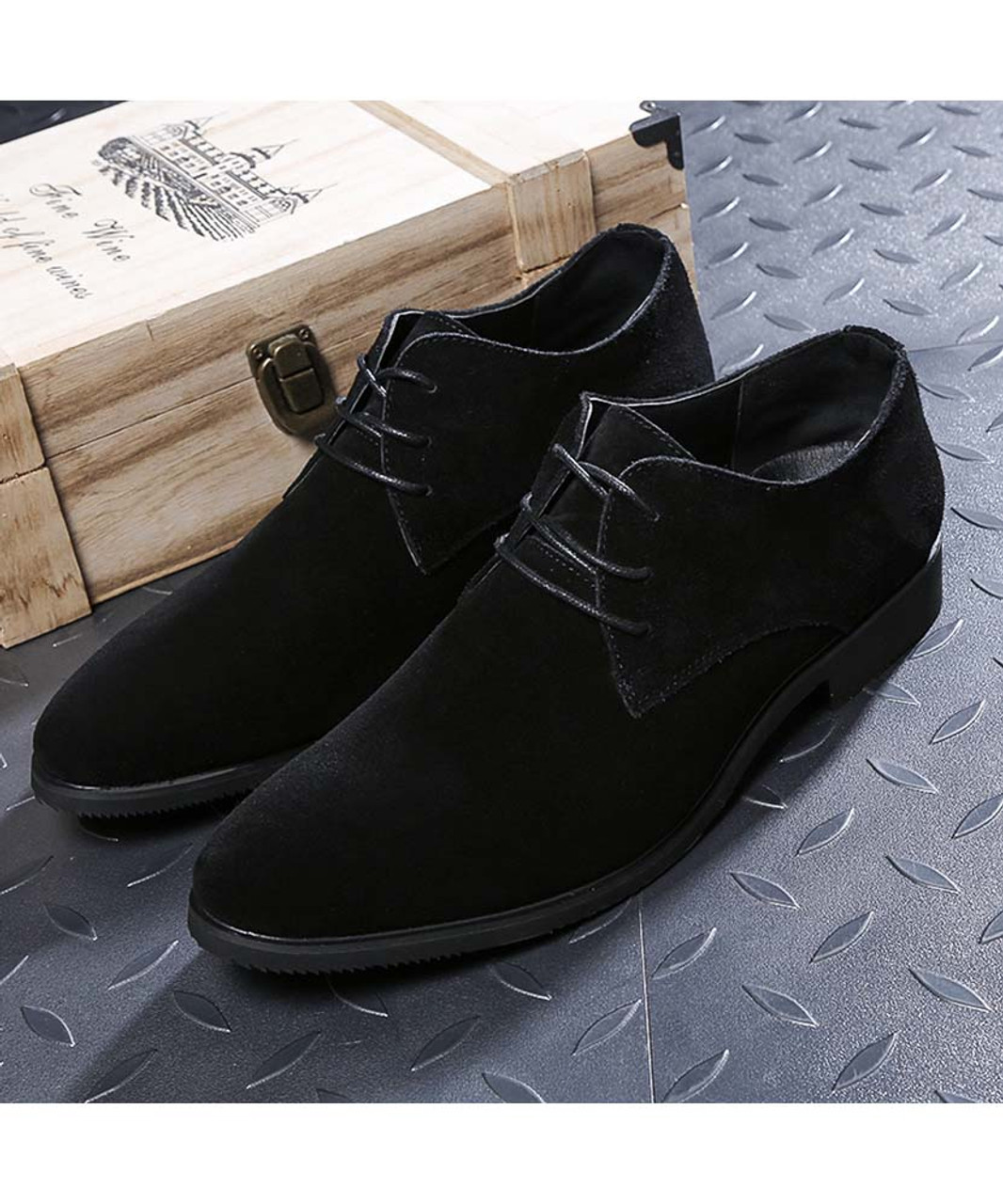 Black suede leather derby dress shoe curved toe | Mens dress shoes ...