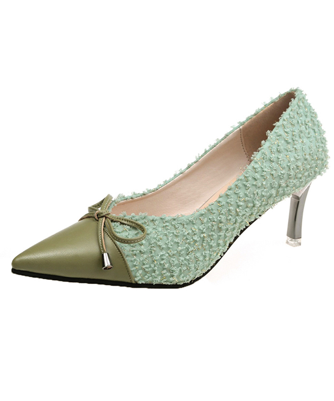 green slip on heels
