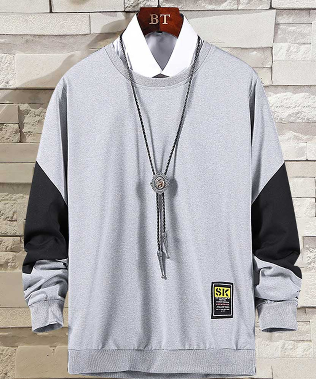 Grey labelled pull over sweatshirt mix color | Mens sweatshirts online ...