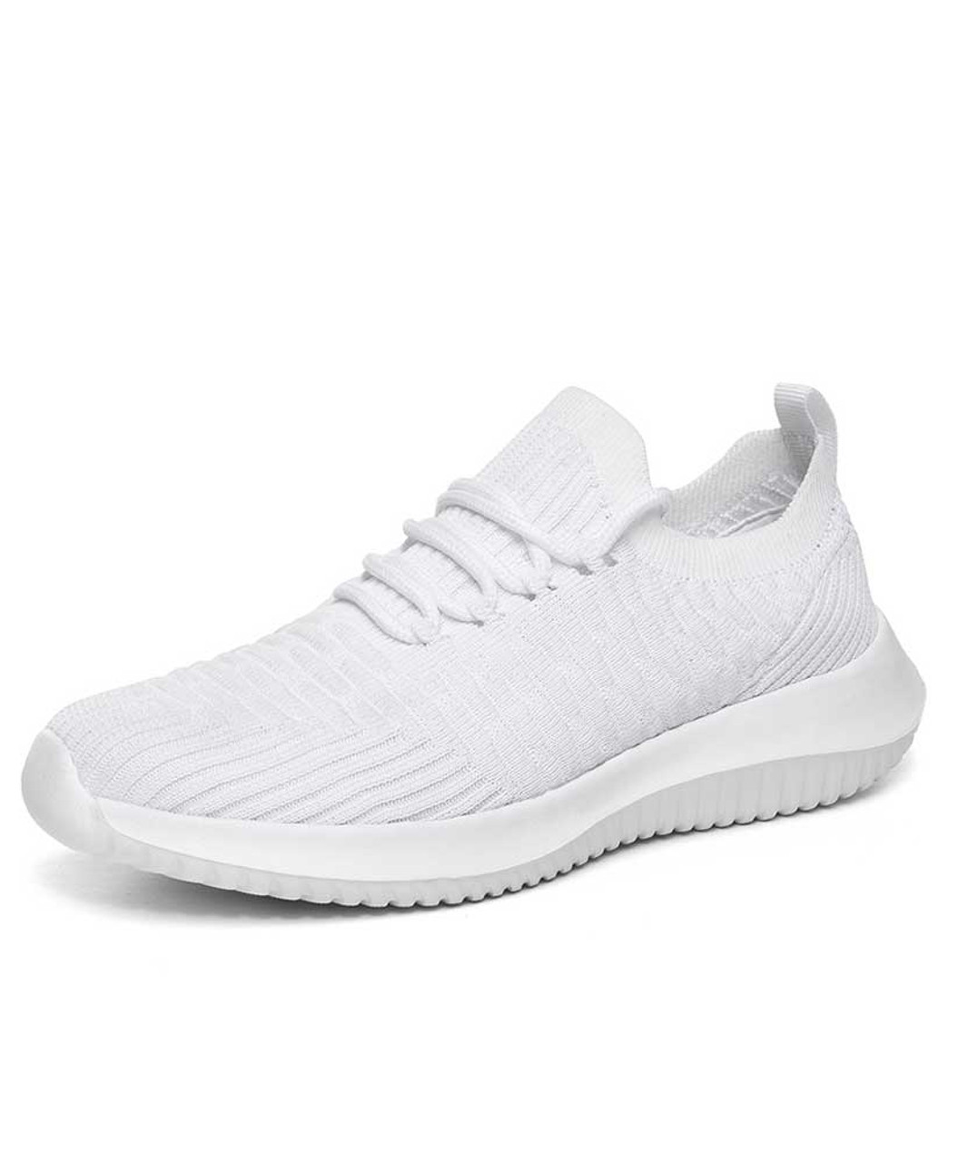 white flyknit sneakers