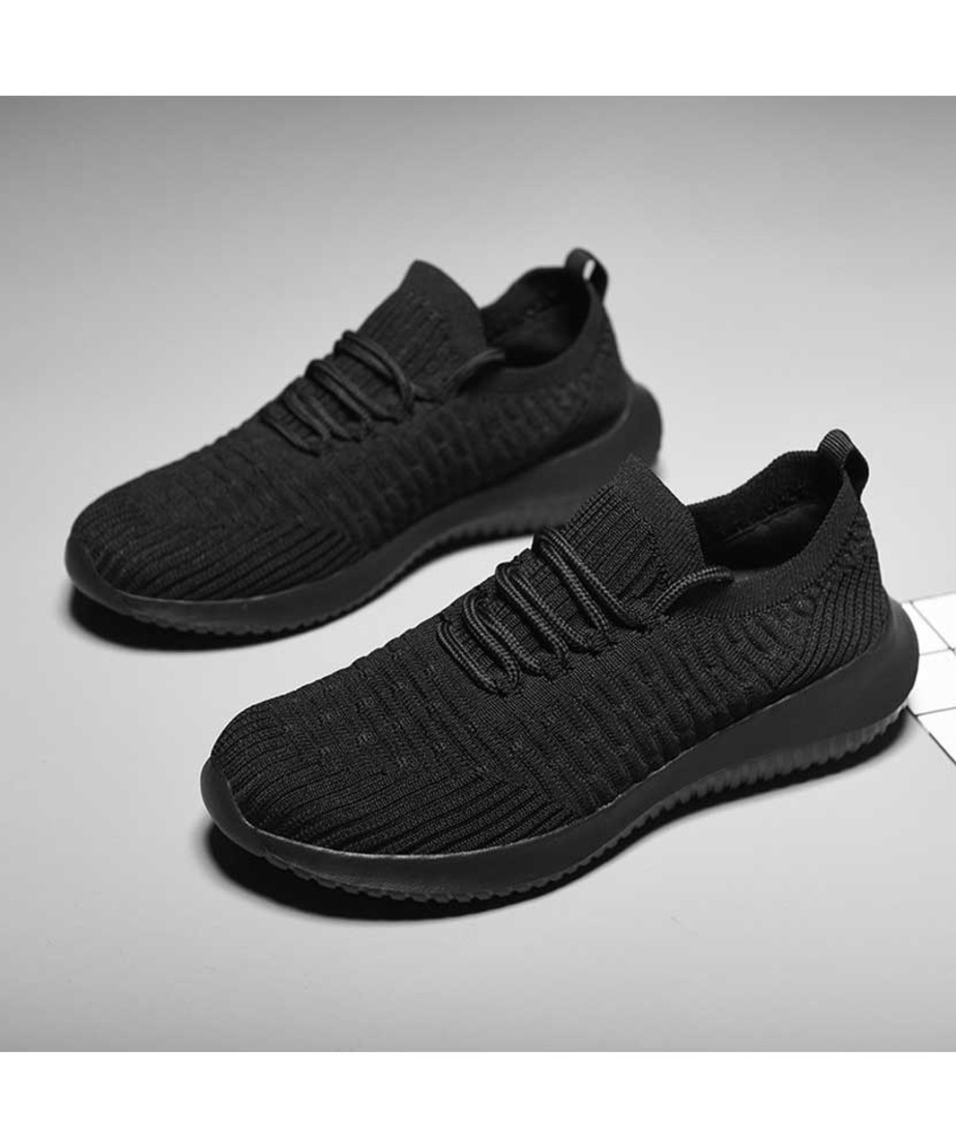 Black flyknit stripe texture sock like entry shoe sneaker | Womens shoe ...