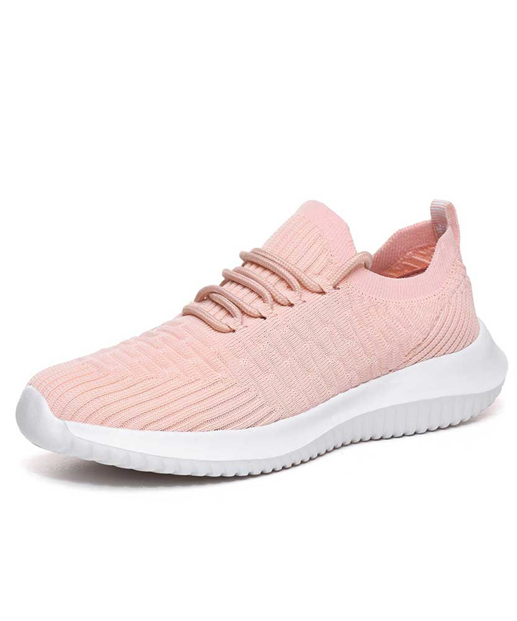 Pink flyknit stripe texture sock like entry shoe sneaker | Womens shoe ...
