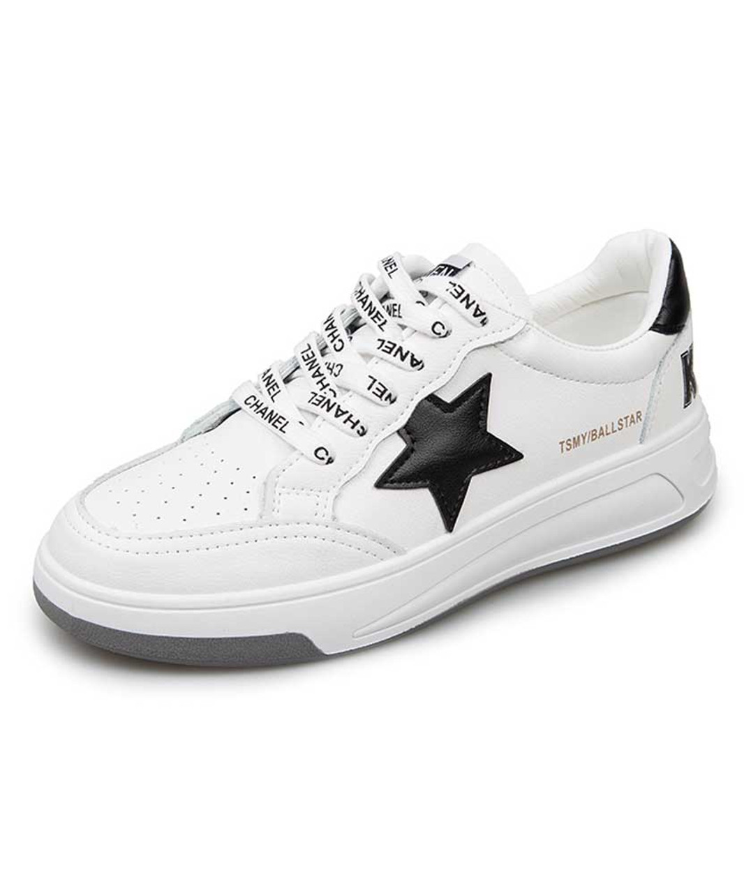 white shoes with black star