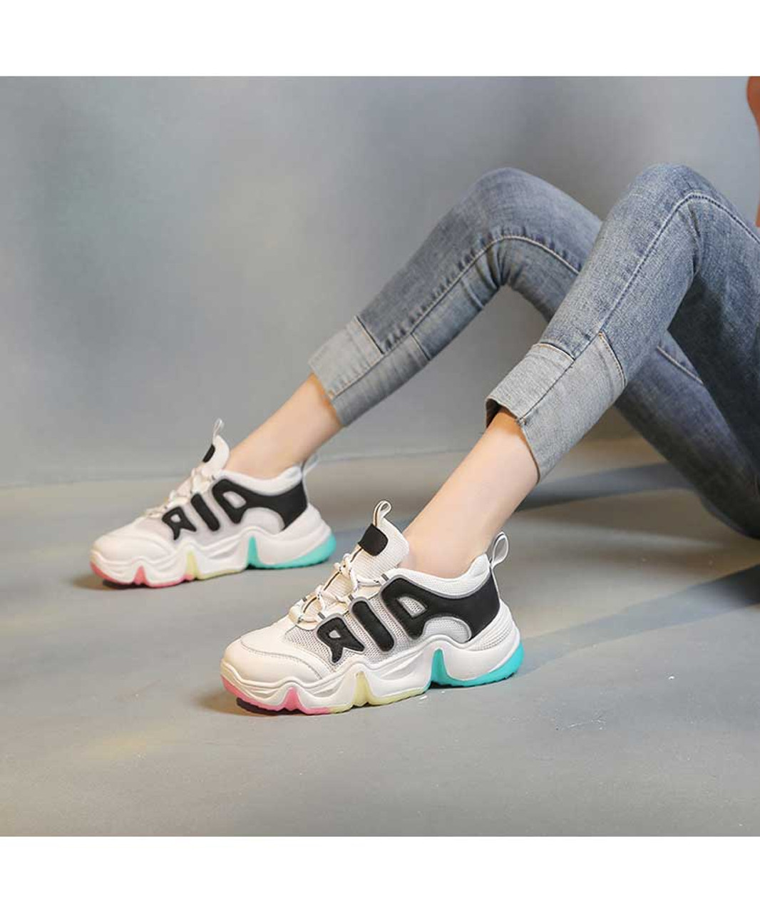 Black white mix color mesh vamp shoe sneaker | Womens shoe sneakers ...