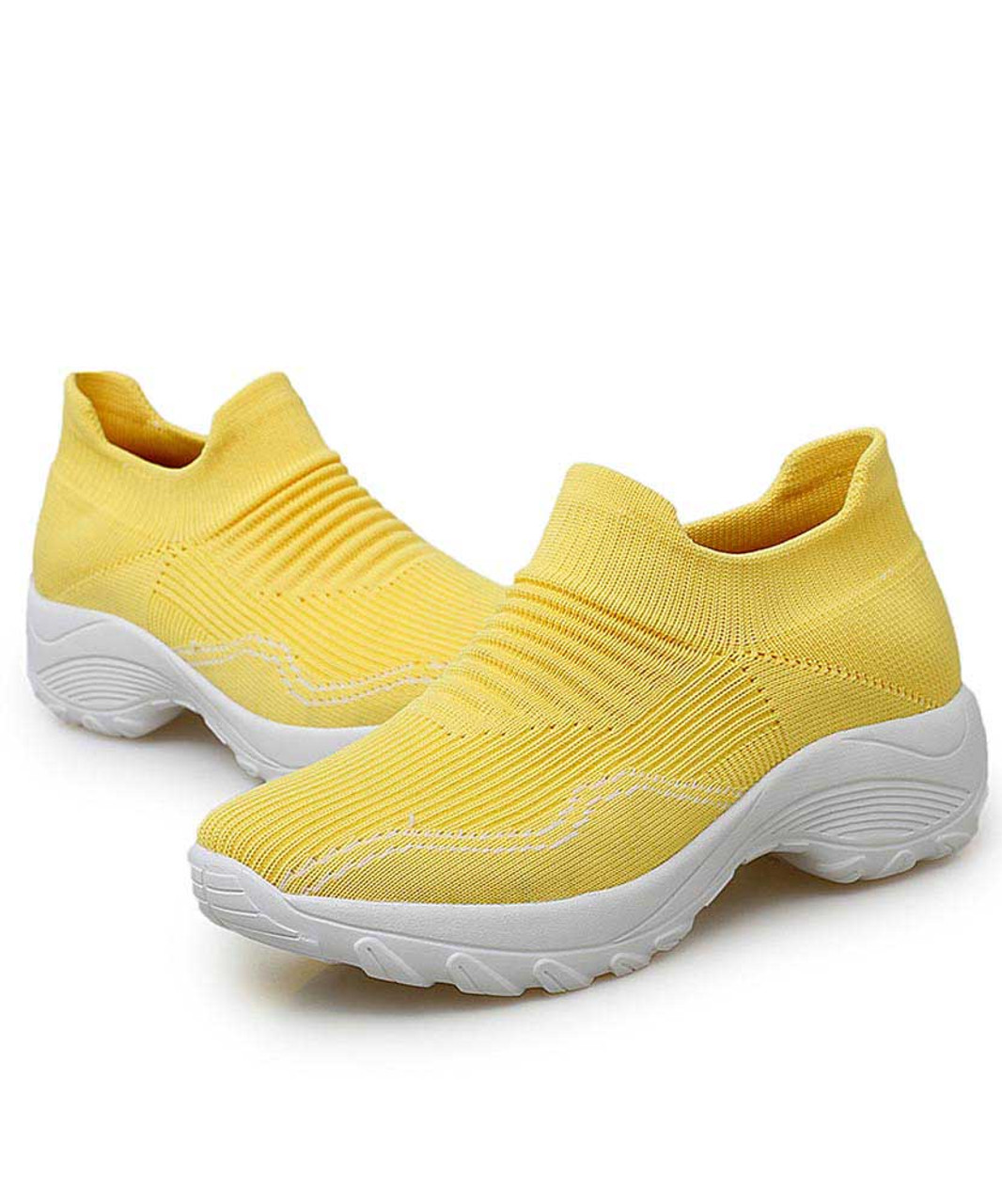 Yellow stripe slip on double rocker bottom sneaker 2339