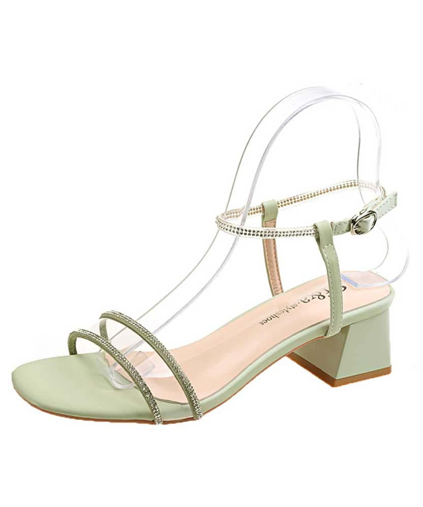 green ankle strap heels