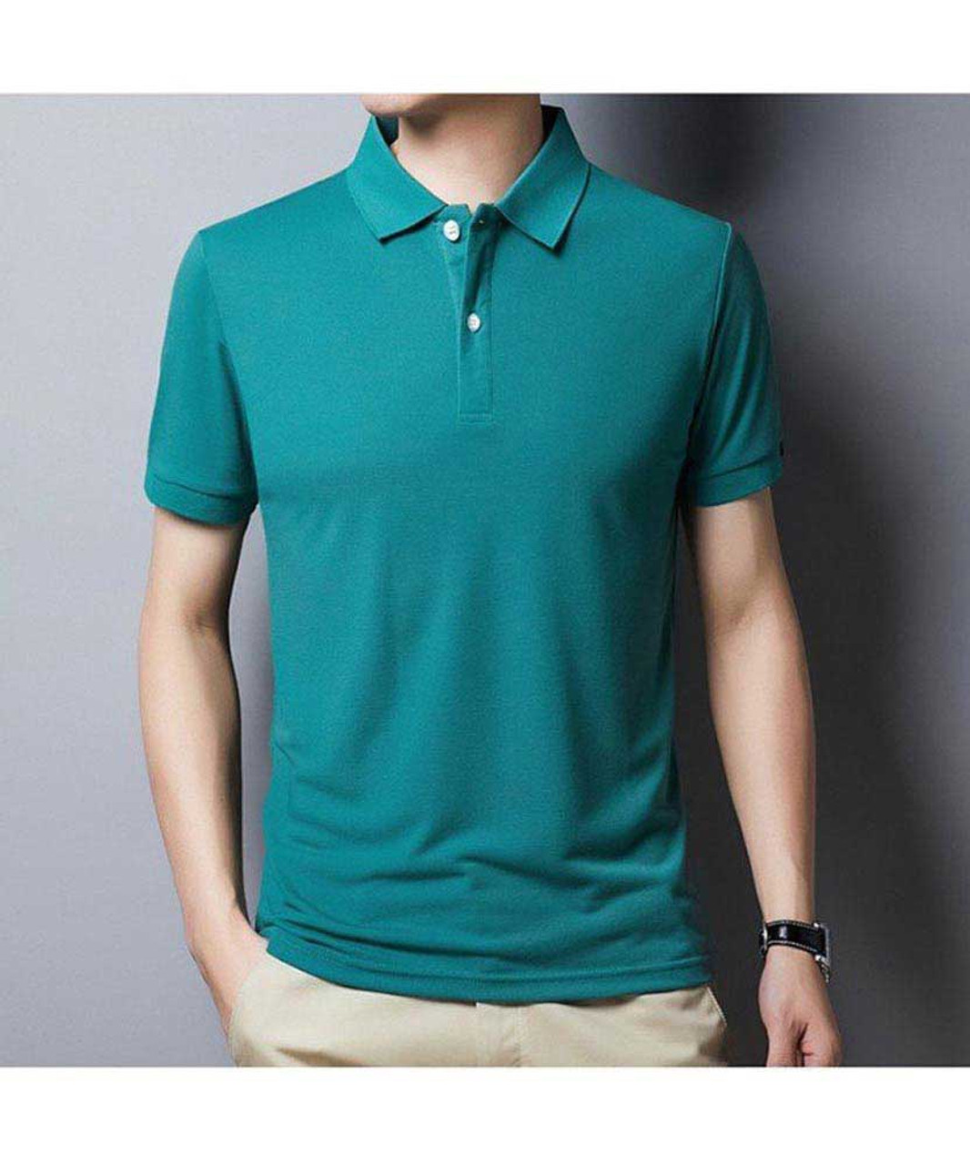 plain green polo shirt