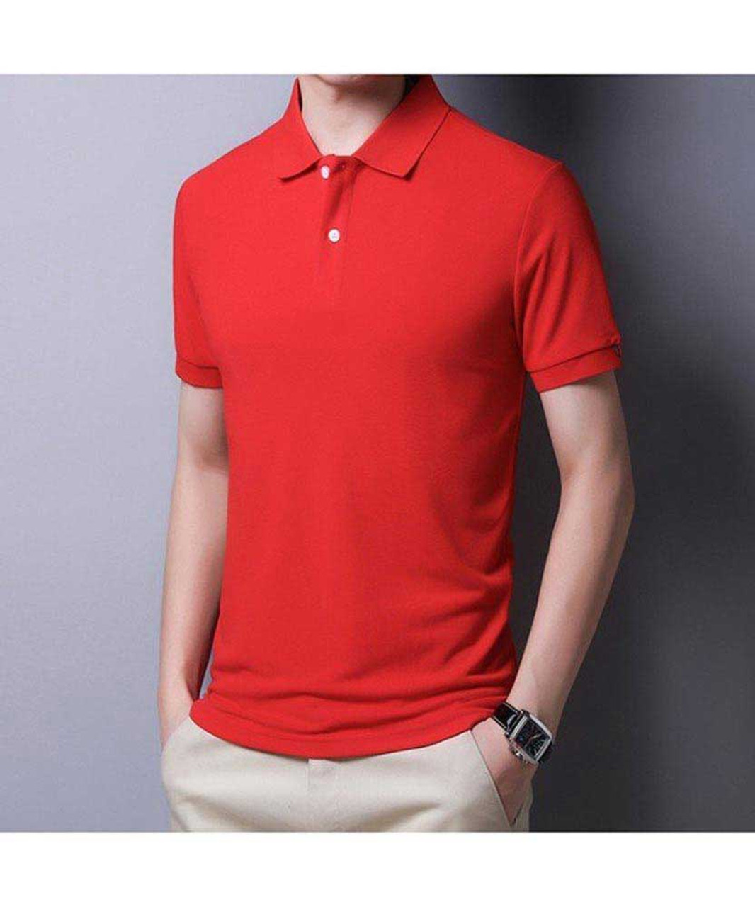 red plain shirt mens