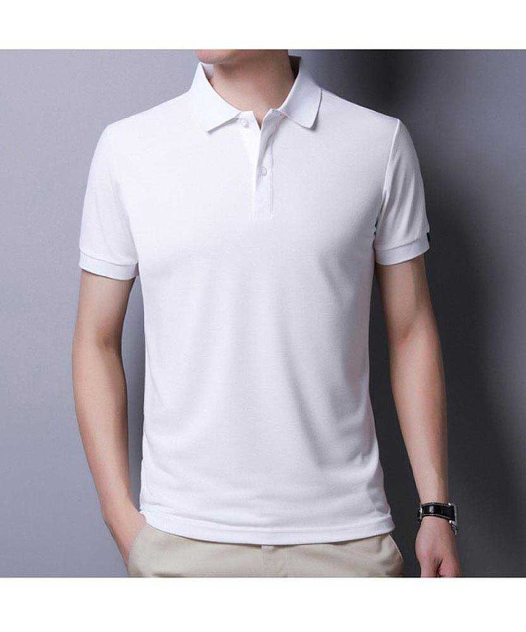 plain white polo shirt