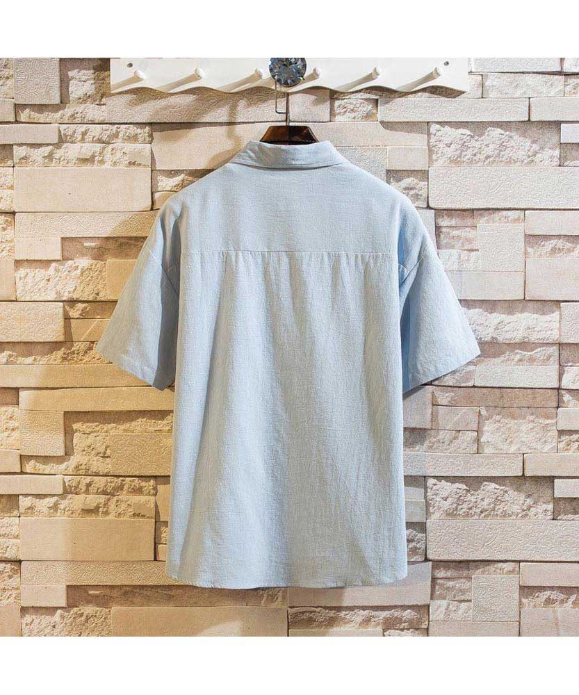 Light blue short sleeve button shirt with chest pocket Mens shirts