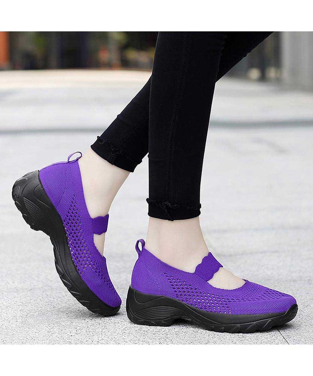 Purple hollow slip on double rocker bottom sneaker | Womens rocker ...