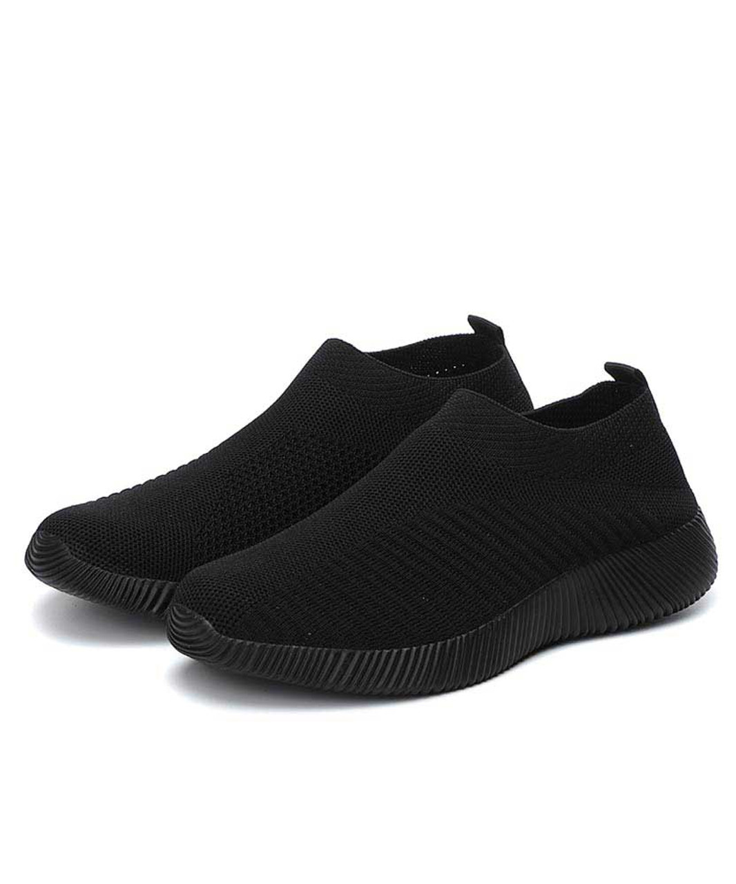 Black texture stripe slip on shoe sneaker | Womens sneakers shoes ...