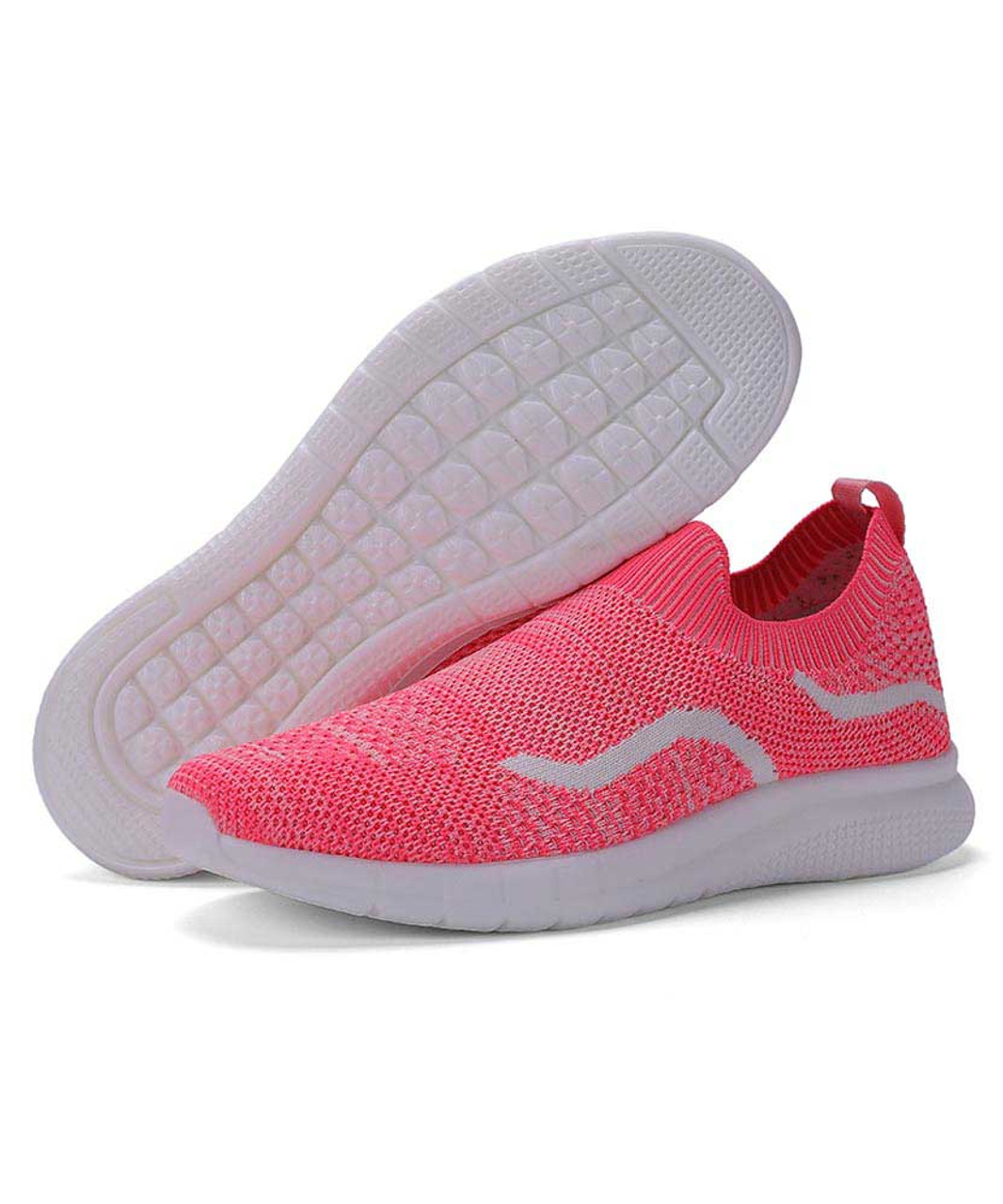 Pink stripe texture sock like entry slip on shoe sneaker | Womens ...