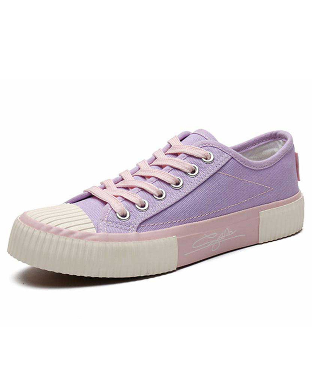 purple lace up shoes