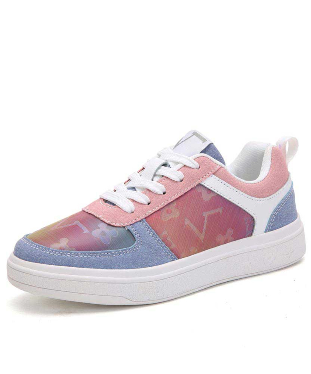 Multi color pattern vamp lace up shoe sneaker