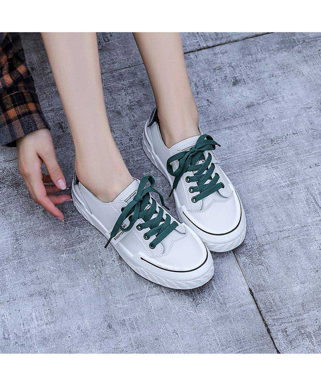 White green rear label lace up shoe sneaker | Womens sneakers shoes ...