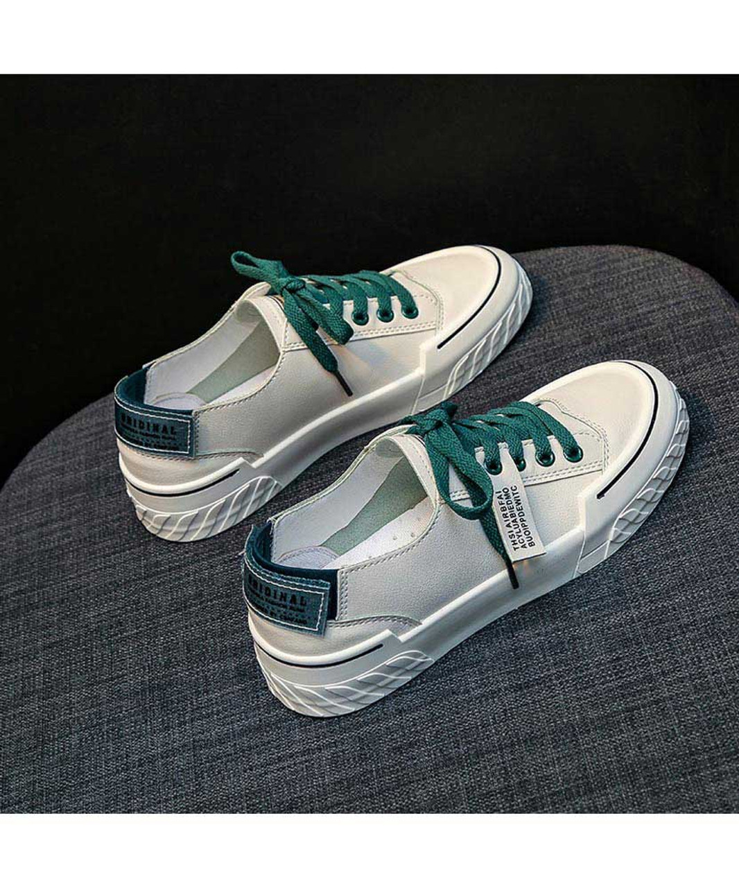 White green rear label lace up shoe sneaker | Womens sneakers shoes ...