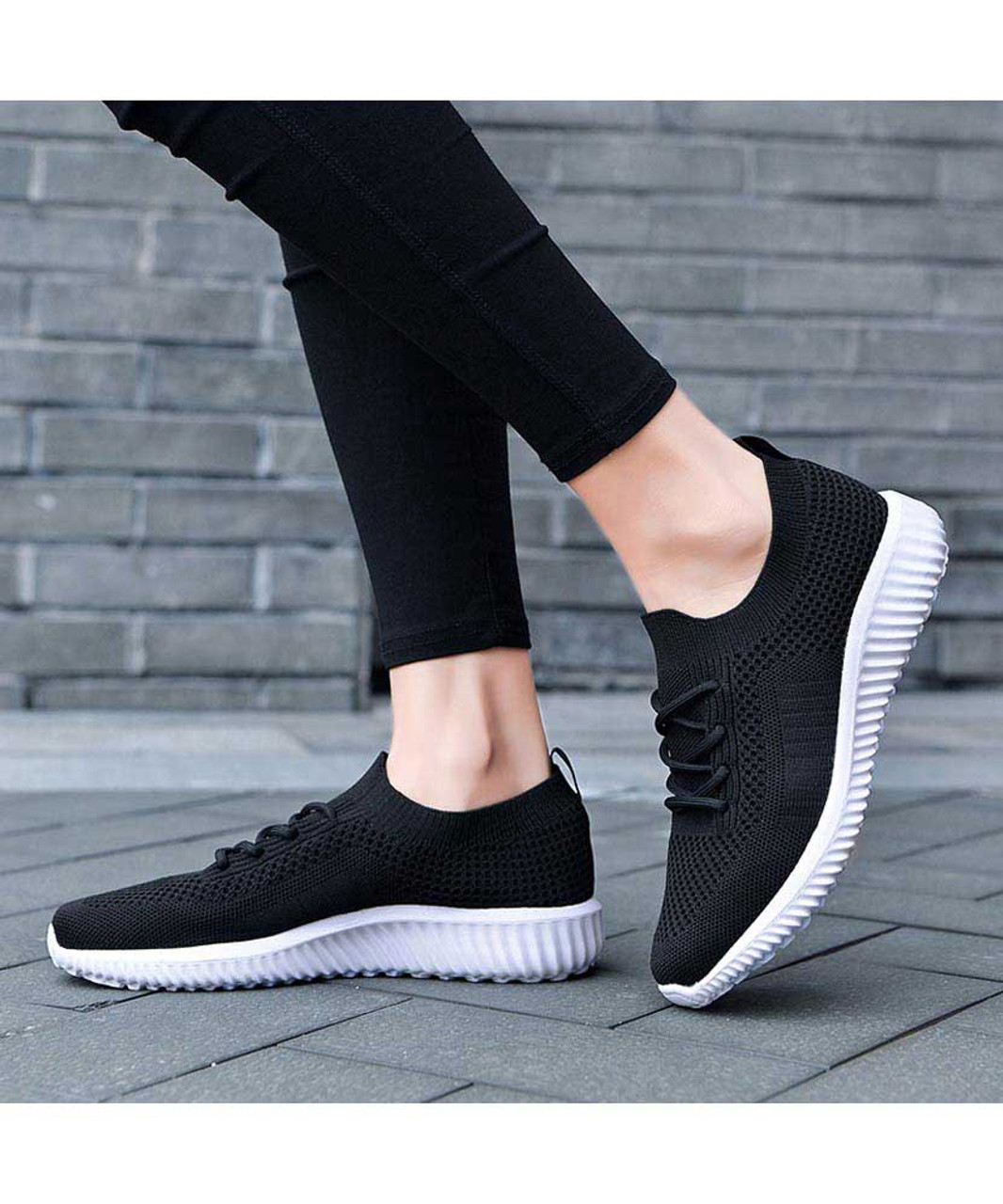 Black texture flyknit casual shoe sneaker | Womens sneakers shoes ...