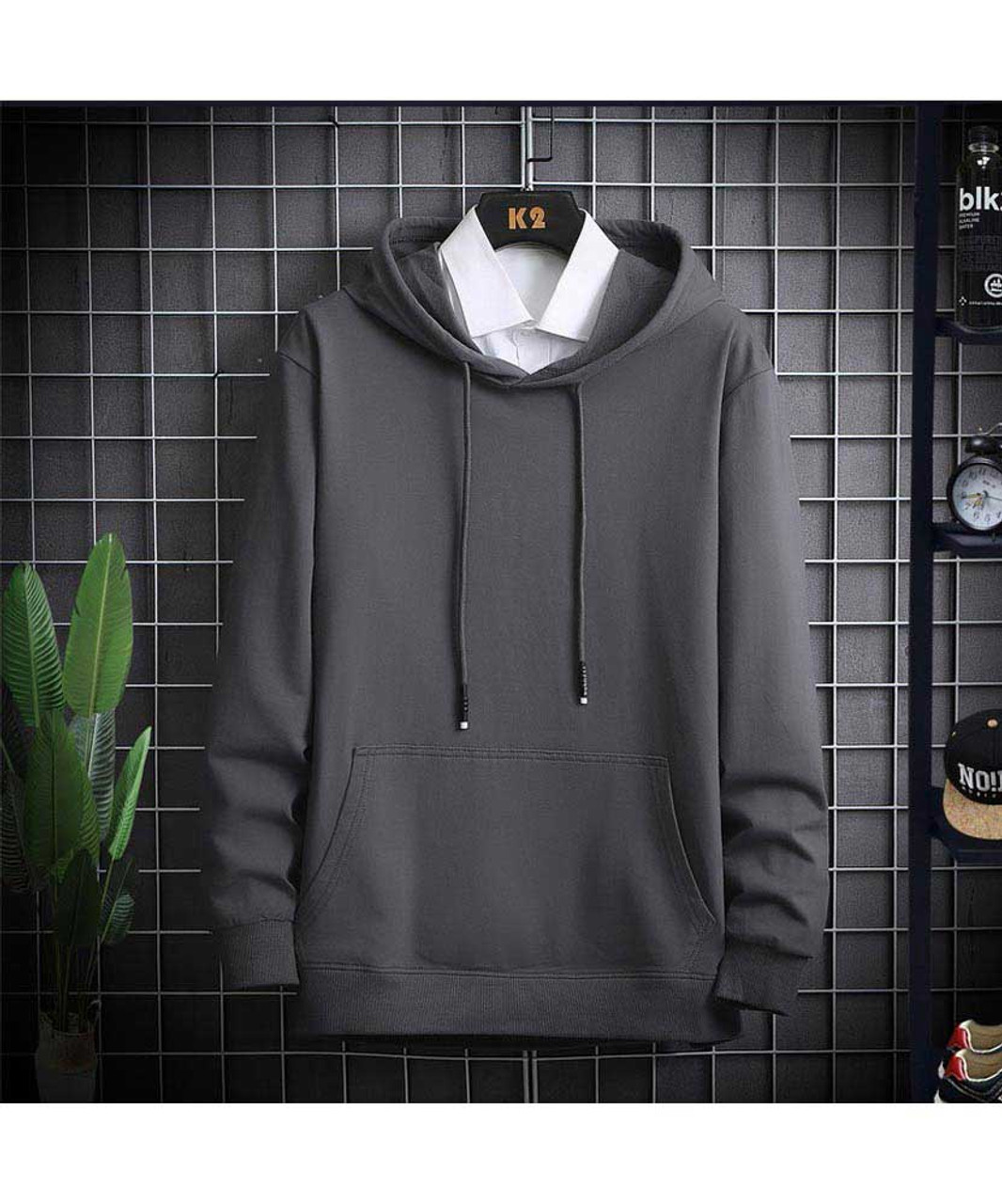 Oprecht slijtage Jasje Grey simple plain color pull over hoodies | Mens hoodies online 1575MCLO
