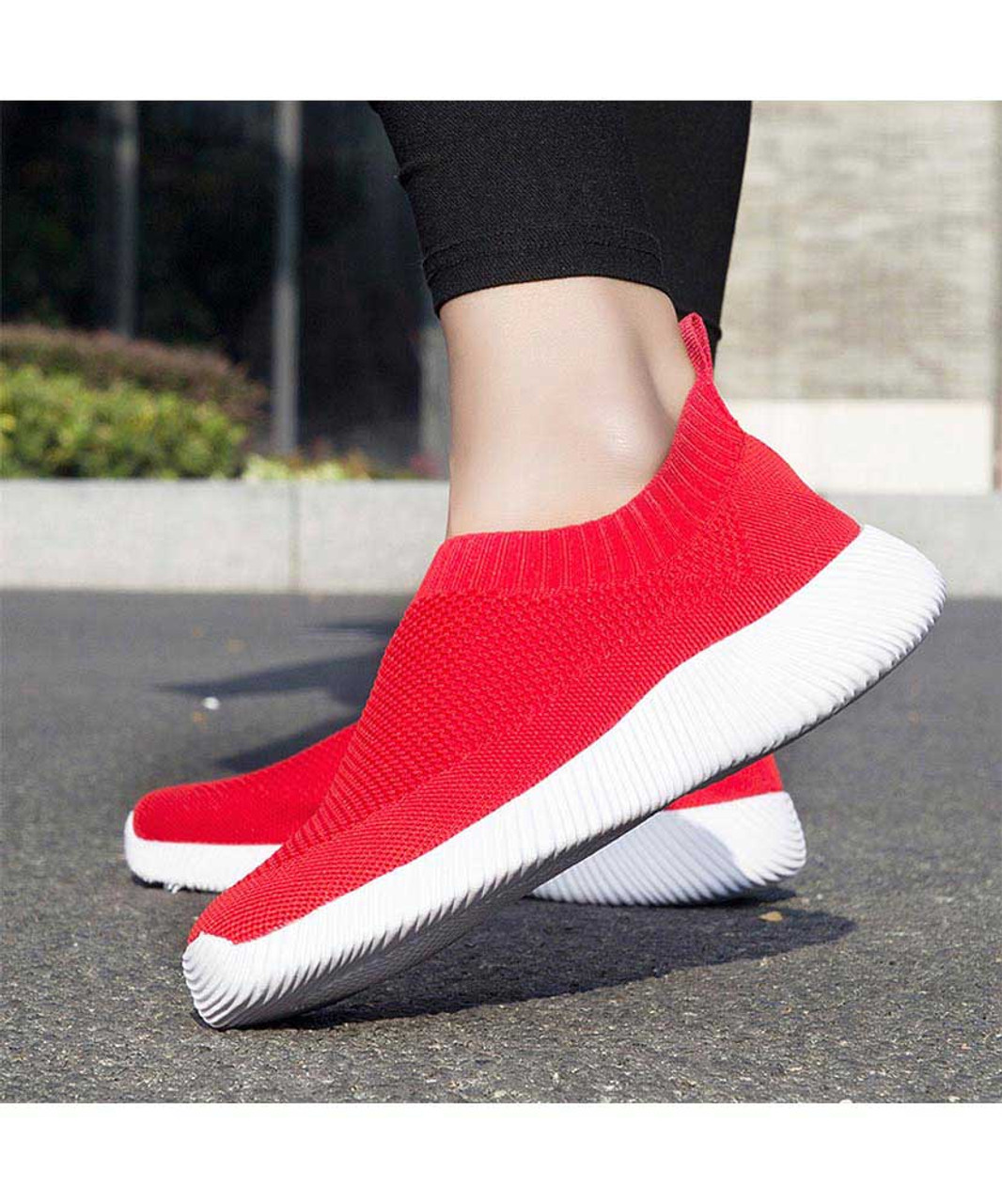 Womens red deals slip on sneakers