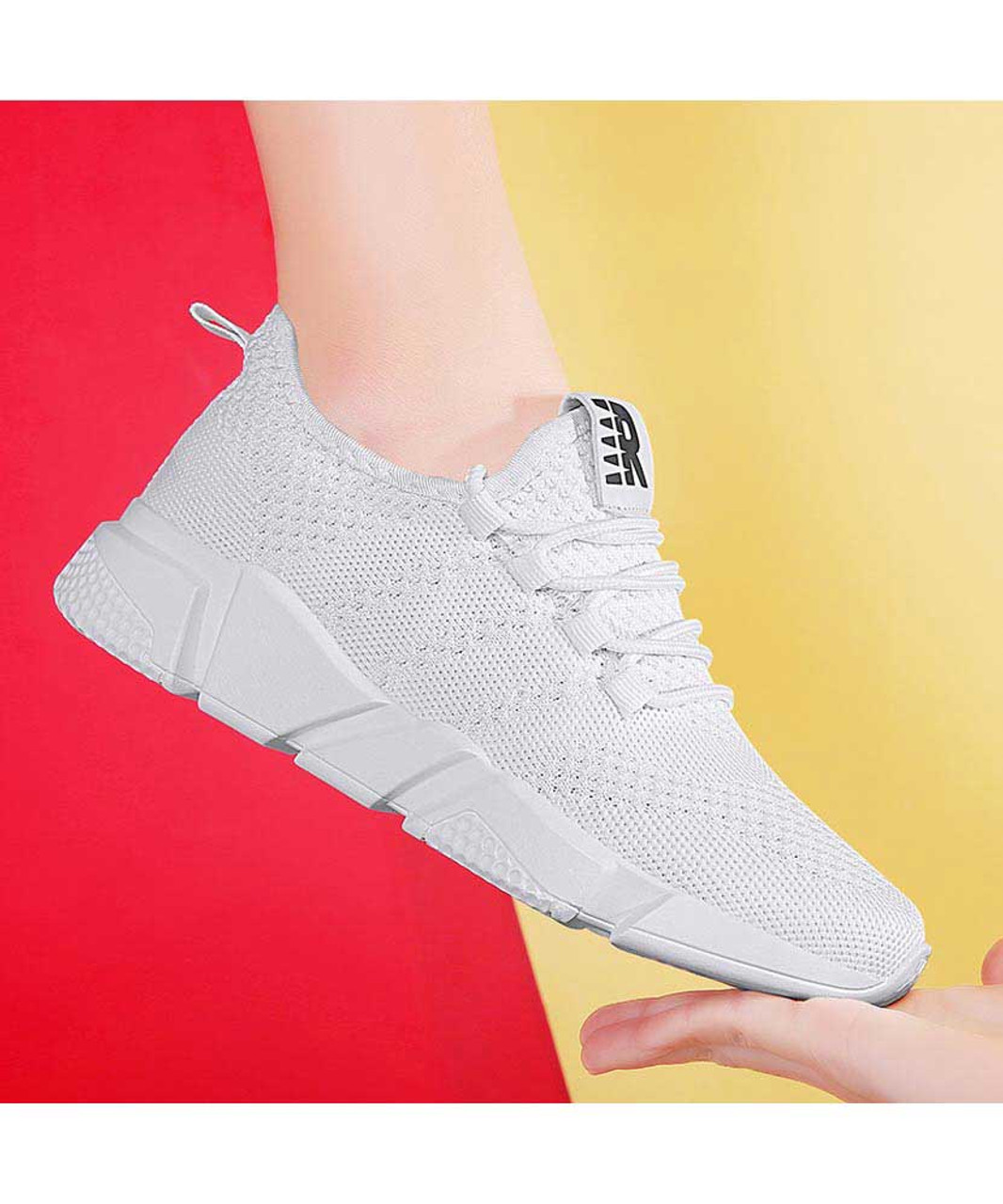 White flyknit R label pattern shoe sneaker | Womens sneakers shoes ...