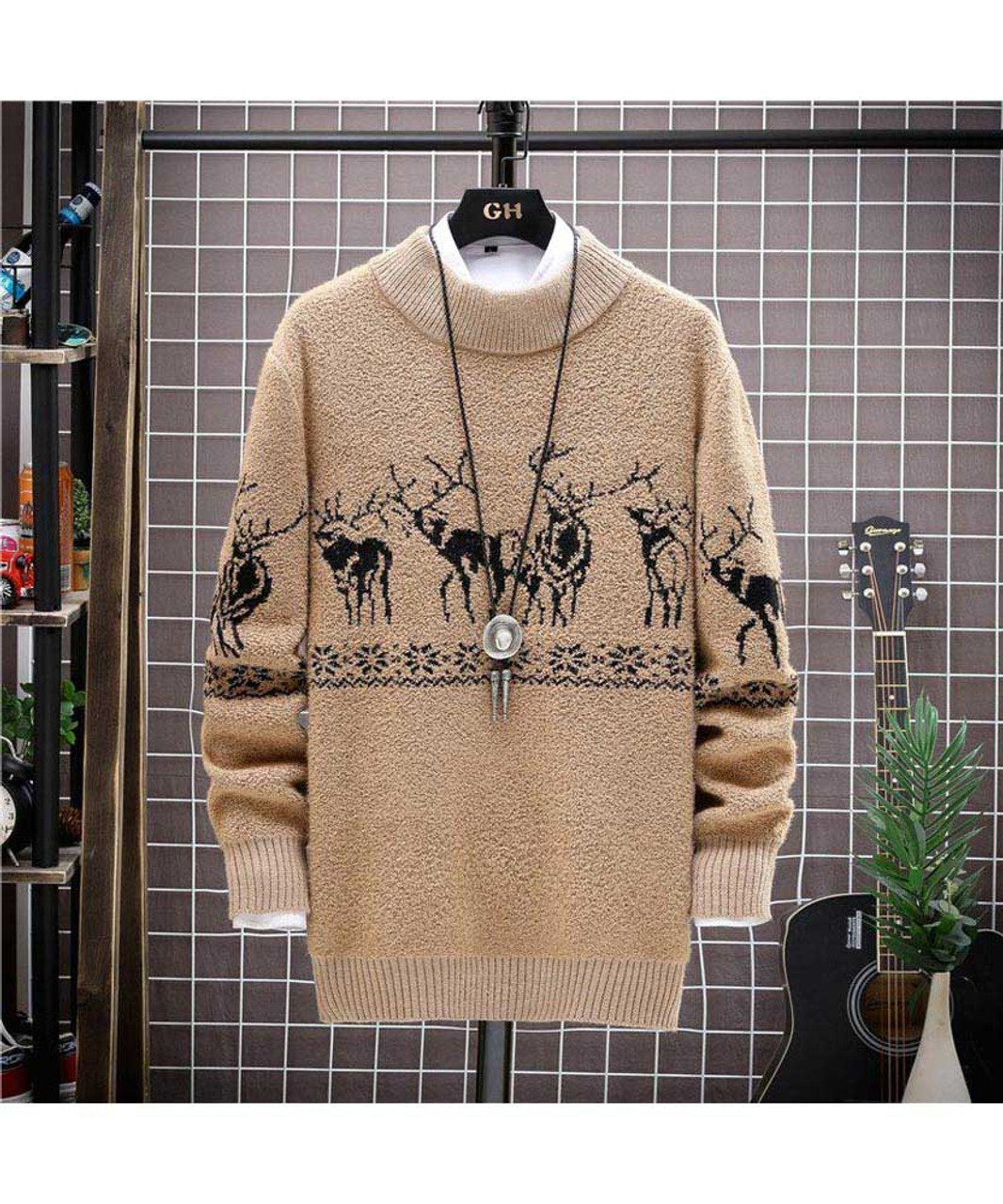 Mens Flower Sweater, Pullover Sweater