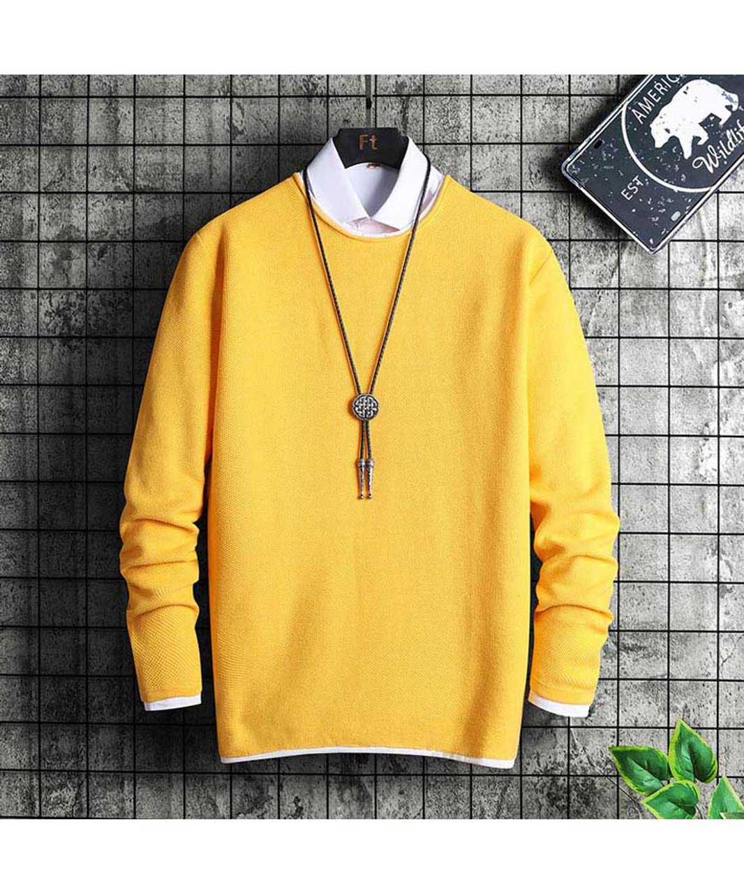 Mens yellow store wool sweater